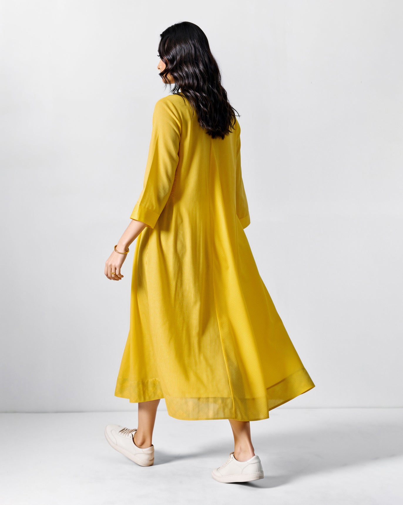 Lama Smocked Dress - Yellow Stripes