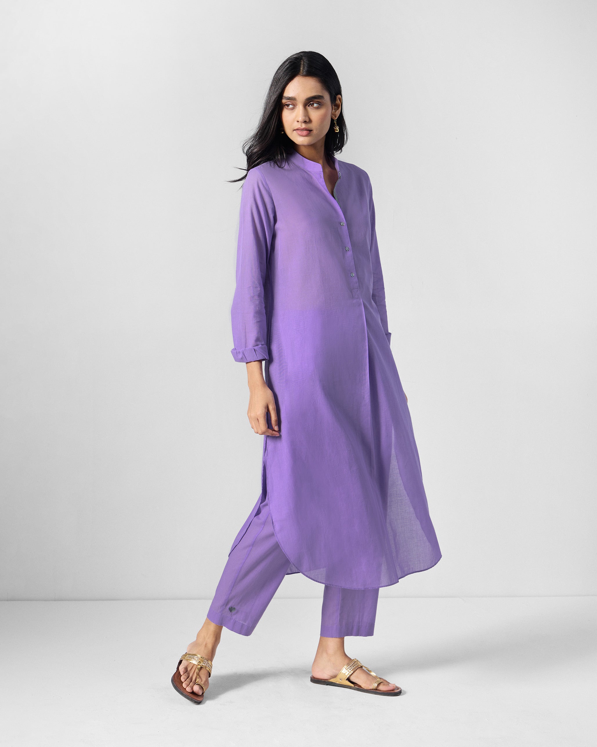 Basic Long Length Kurta - Lilac