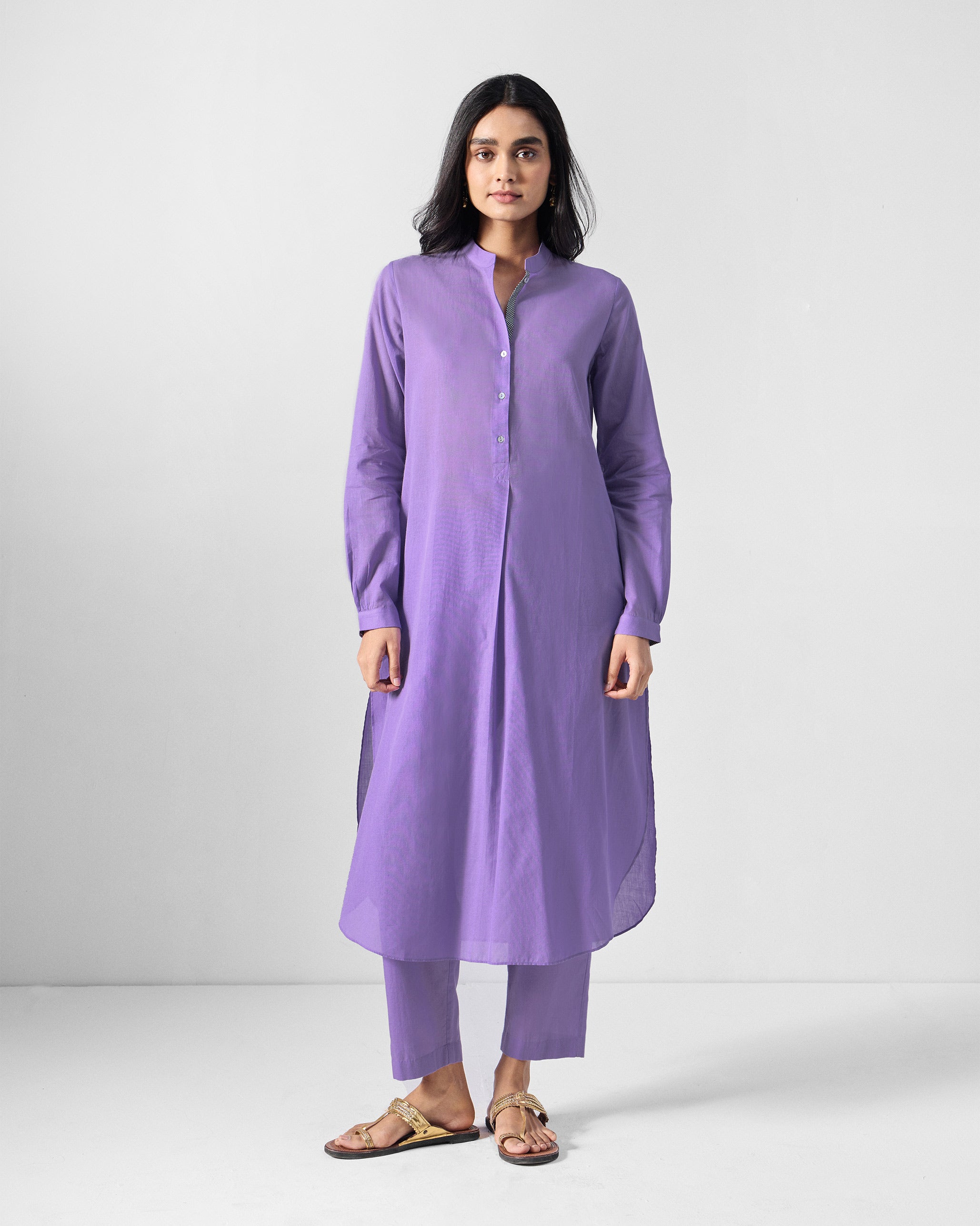 Basic Long Length Kurta - Lilac