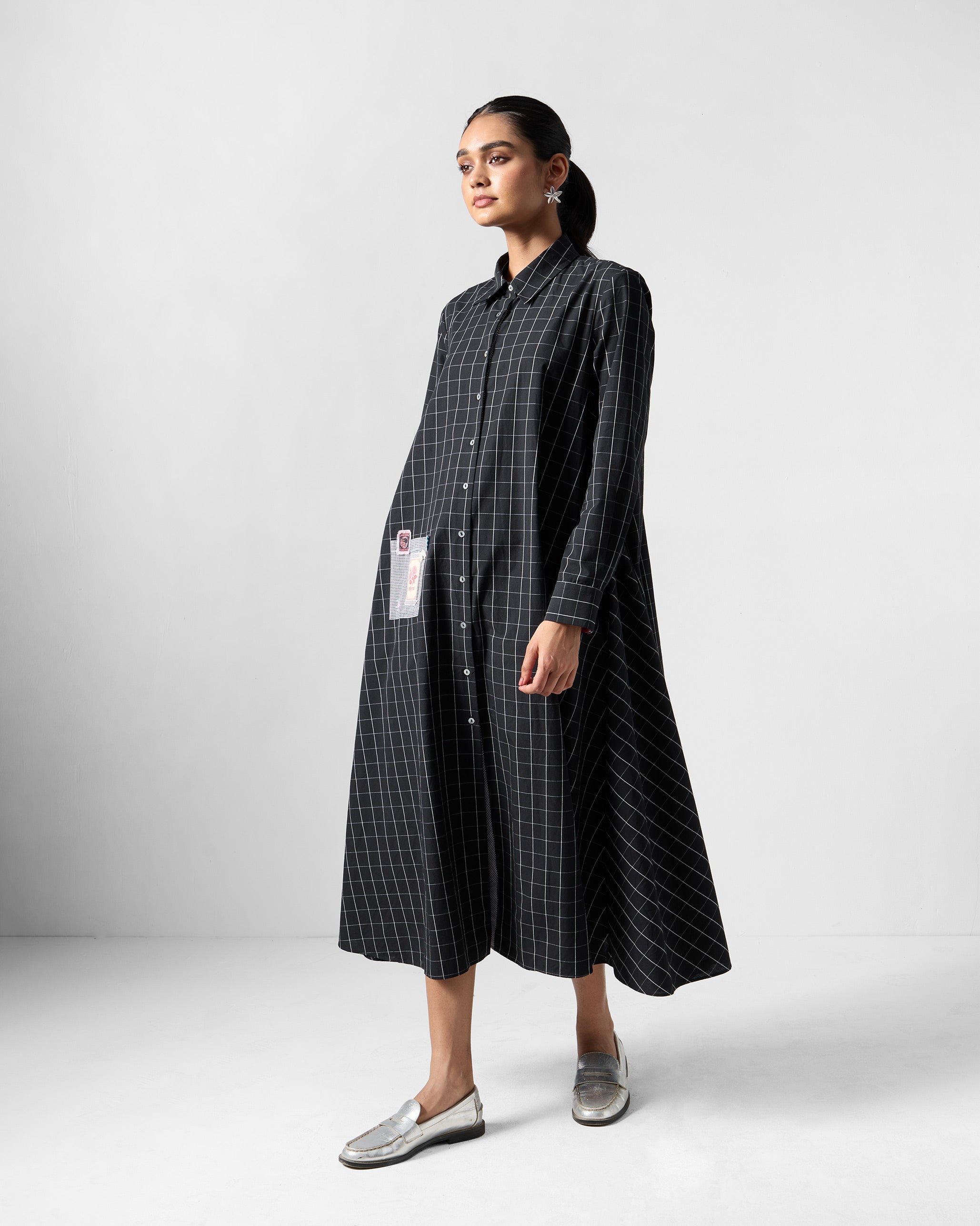 Spiti Shirt Dress - Black & White Checks