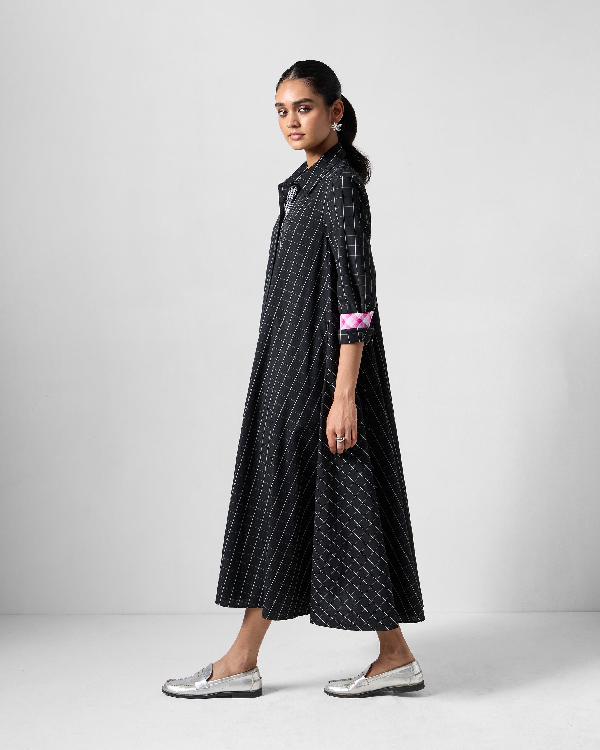 Spiti Shirt Dress - Black & White Checks
