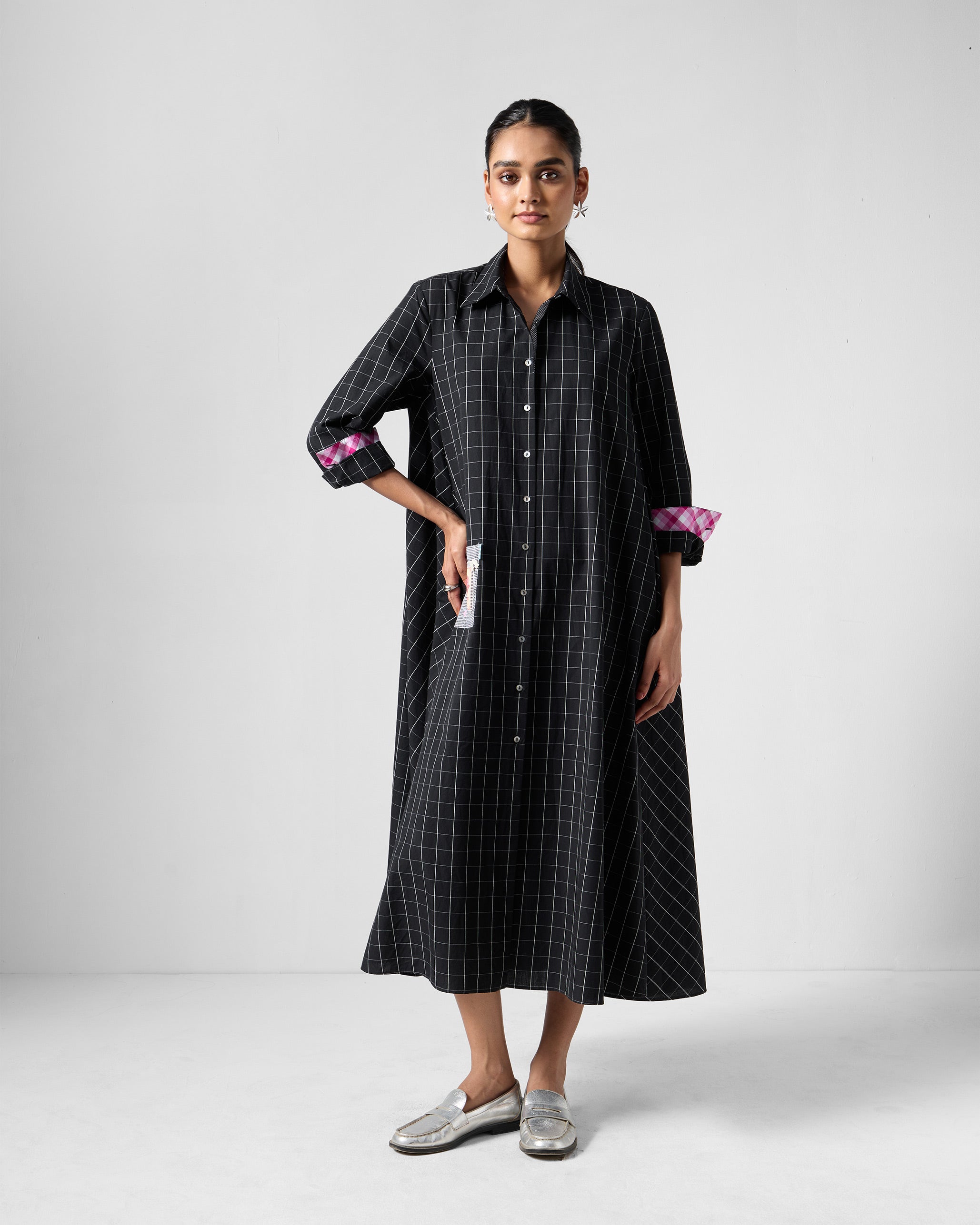 Spiti Shirt Dress - Black & White Checks