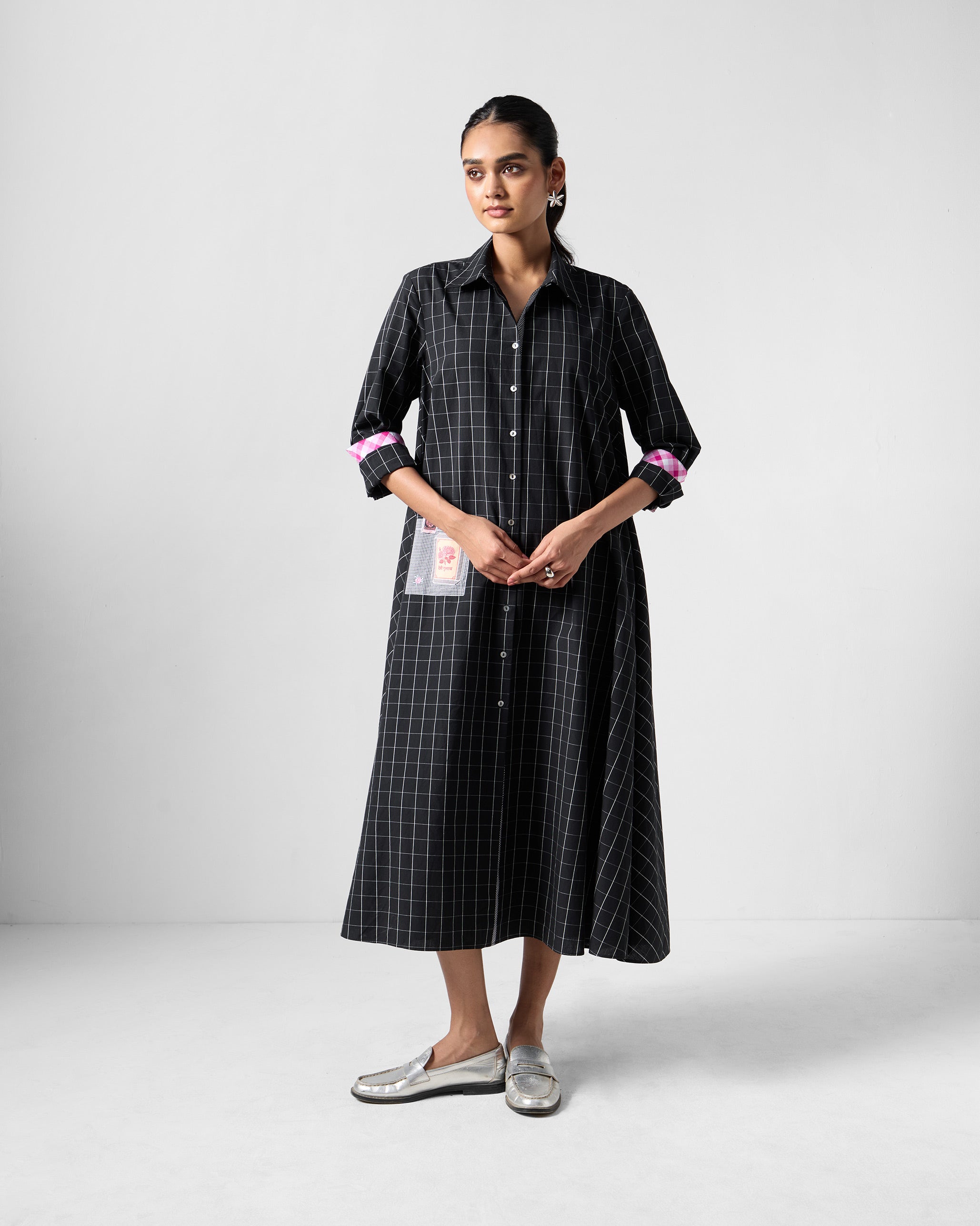 Spiti Shirt Dress - Black & White Checks