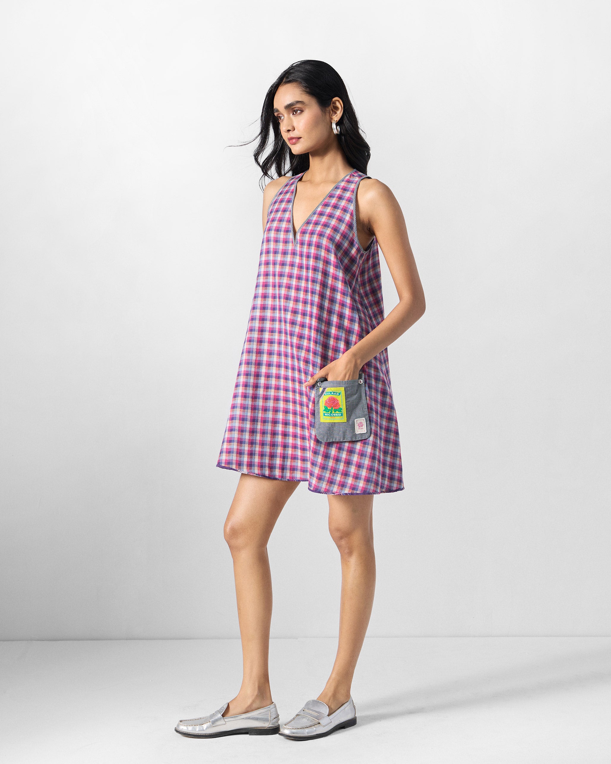 Daye Reversible Dress - Purple Checks