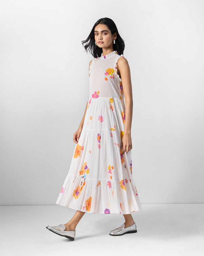 Reah Dress - Printed Cotton Kora Relaxed Fit