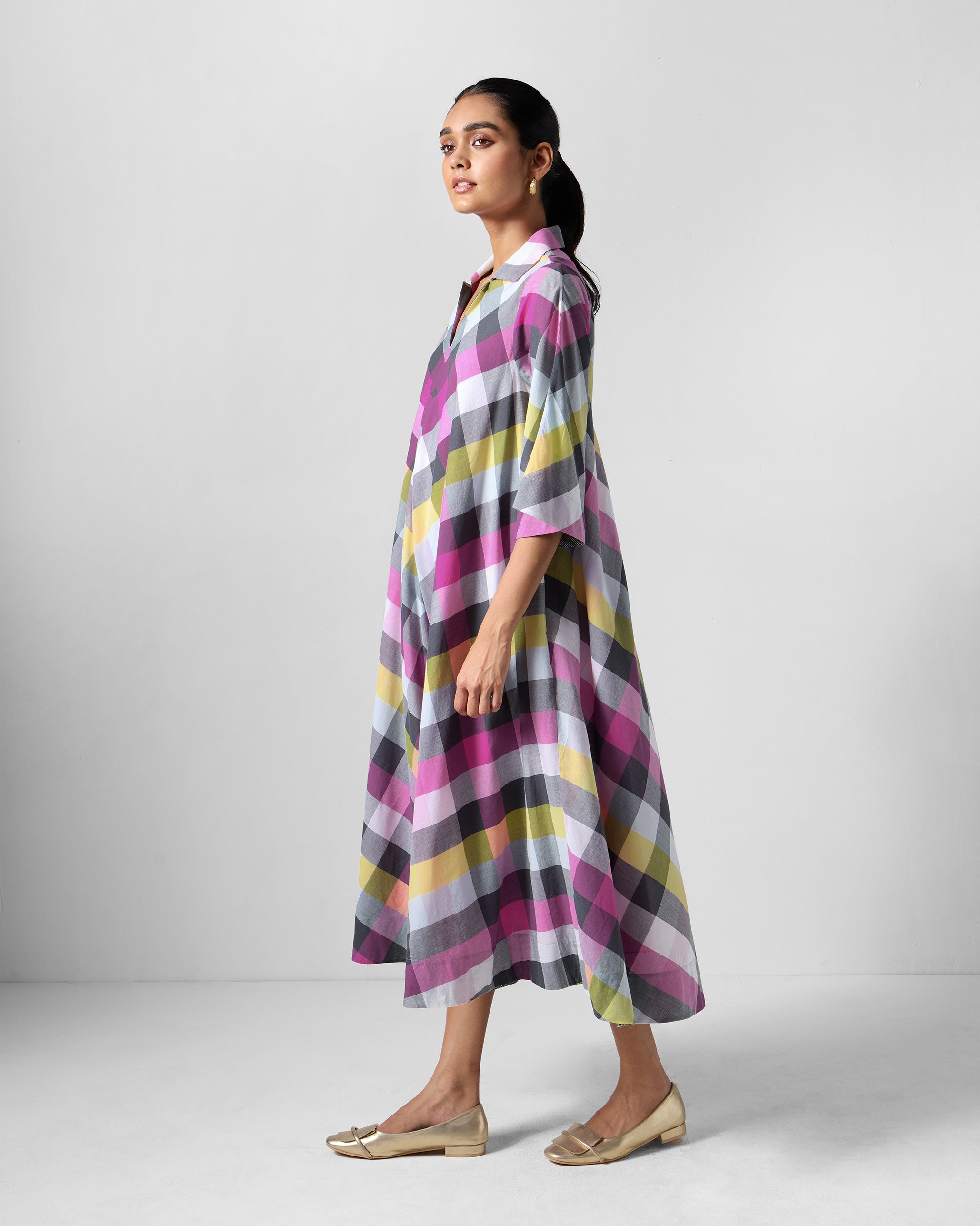 Areva A-Line Dress - Multicolour Checks