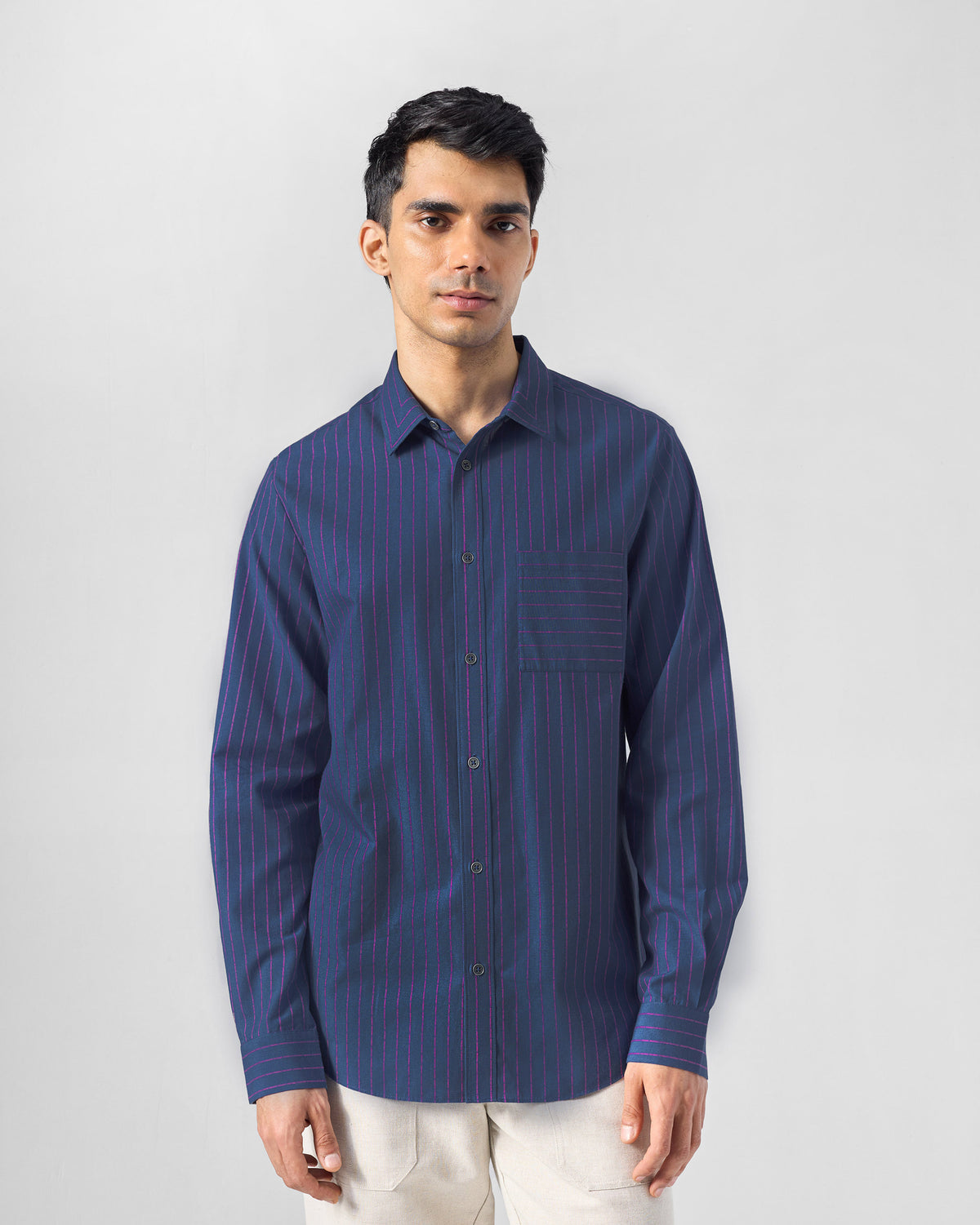 Flow Shirt - Striped Yarn-Dyed Cotton Tailored Fit