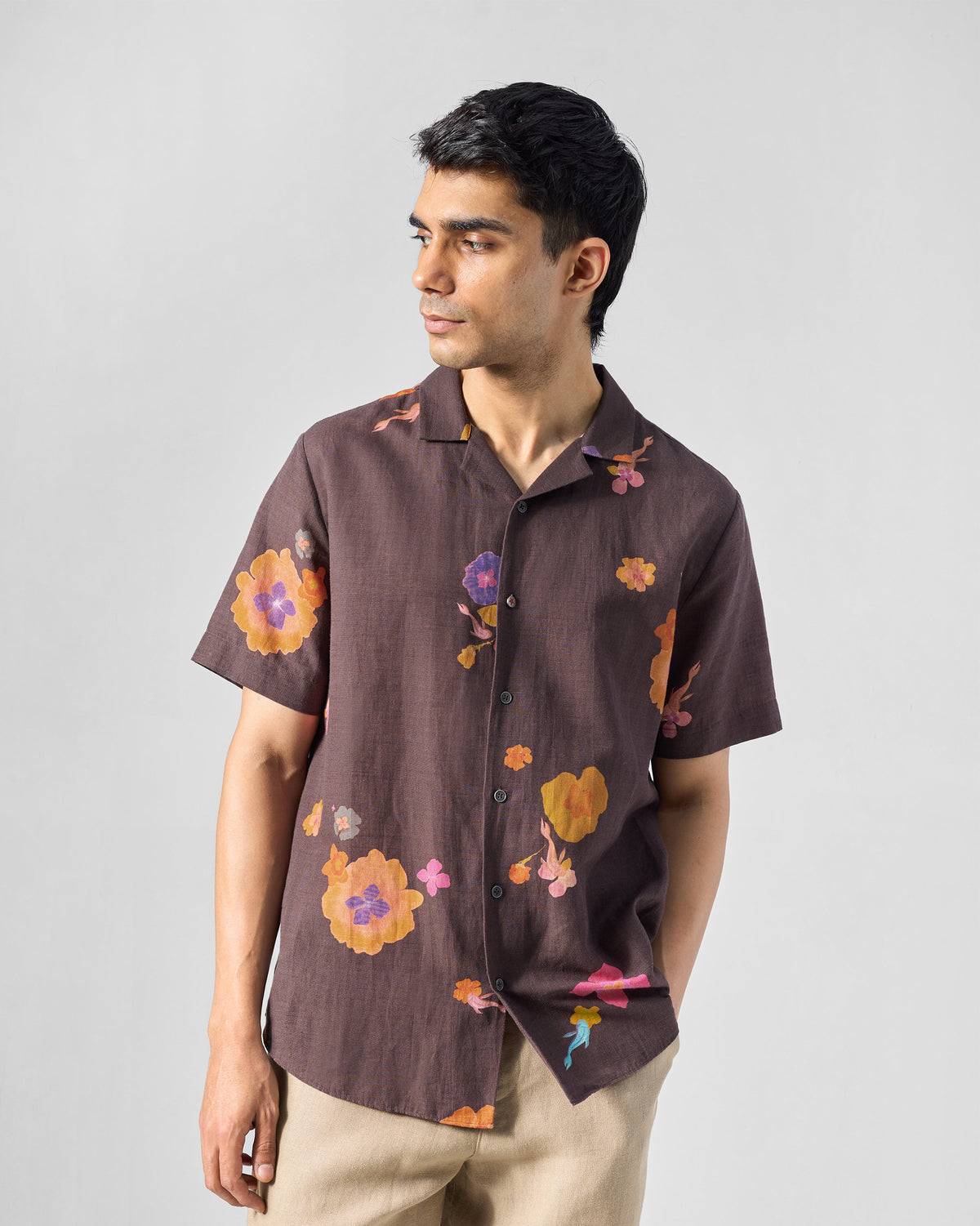 Mistari Shirt - Brown Printed