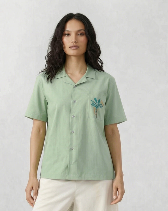 Jaisal Shirt - Sage Green Embroidered