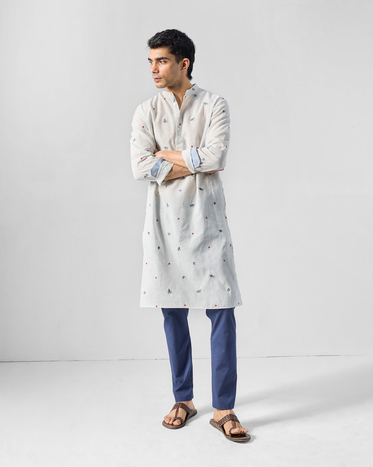 Bageecha Kurta - Embroidered Yarn-Dyed Cotton Relaxed Fit