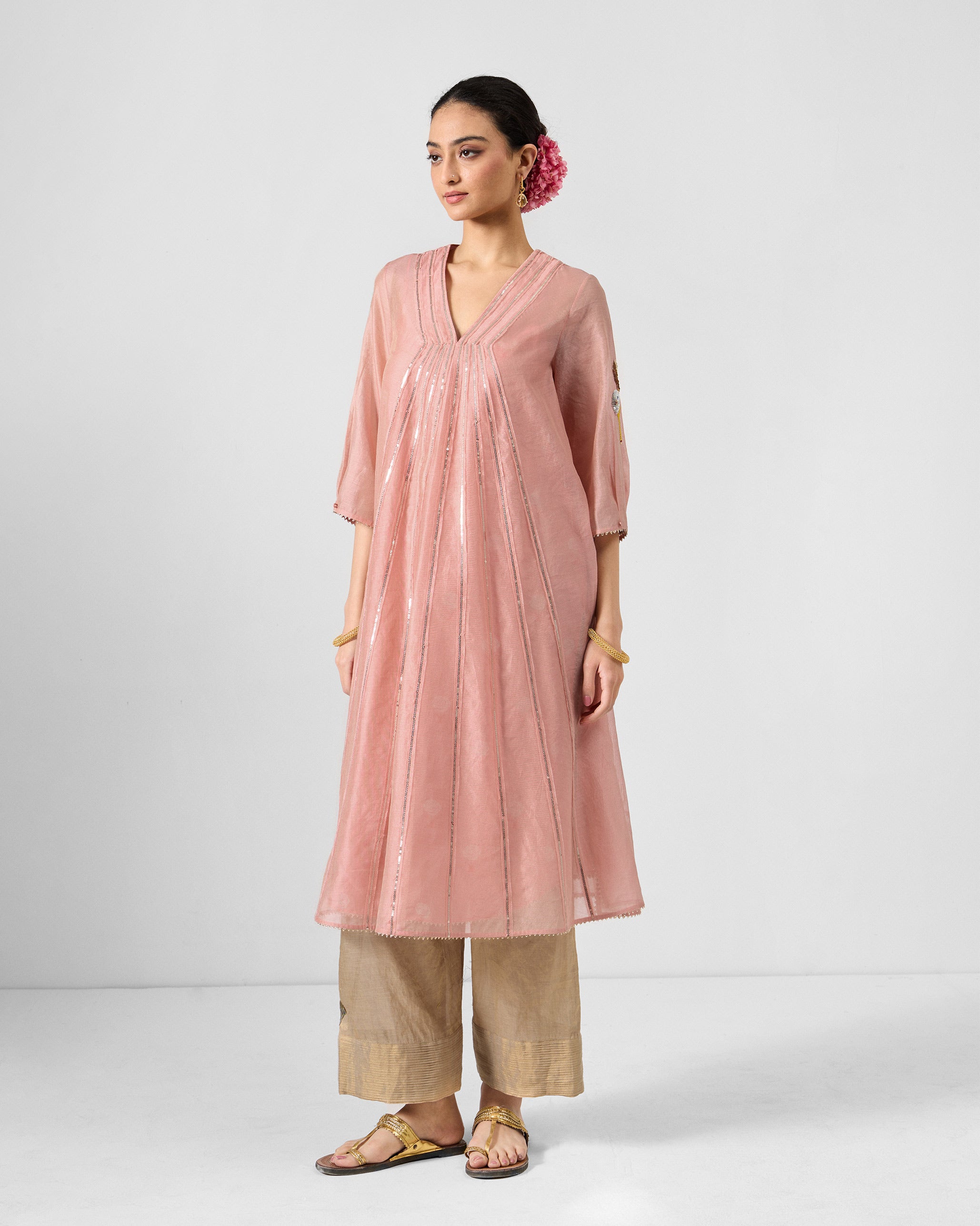 Sukhna Kurta with Slip - Pink Embroidered