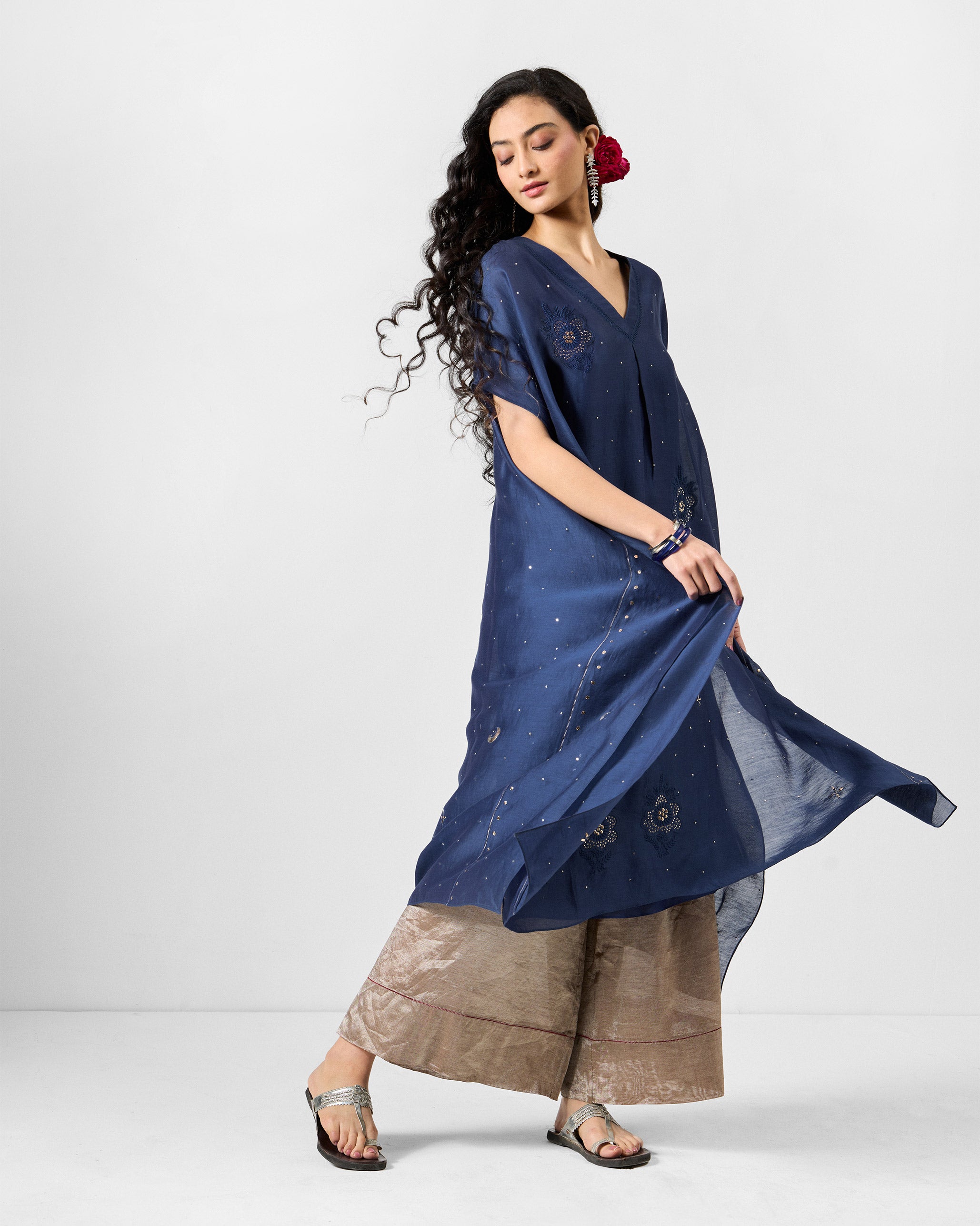 Koyna Kaftan - Indigo Embroidered