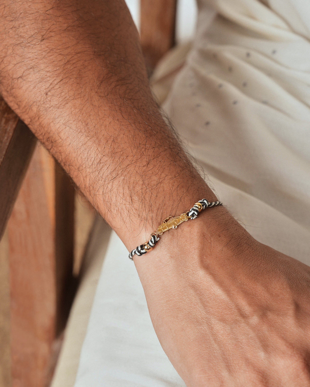 Vintage Car Rakhi - Charcoal & White Stripes