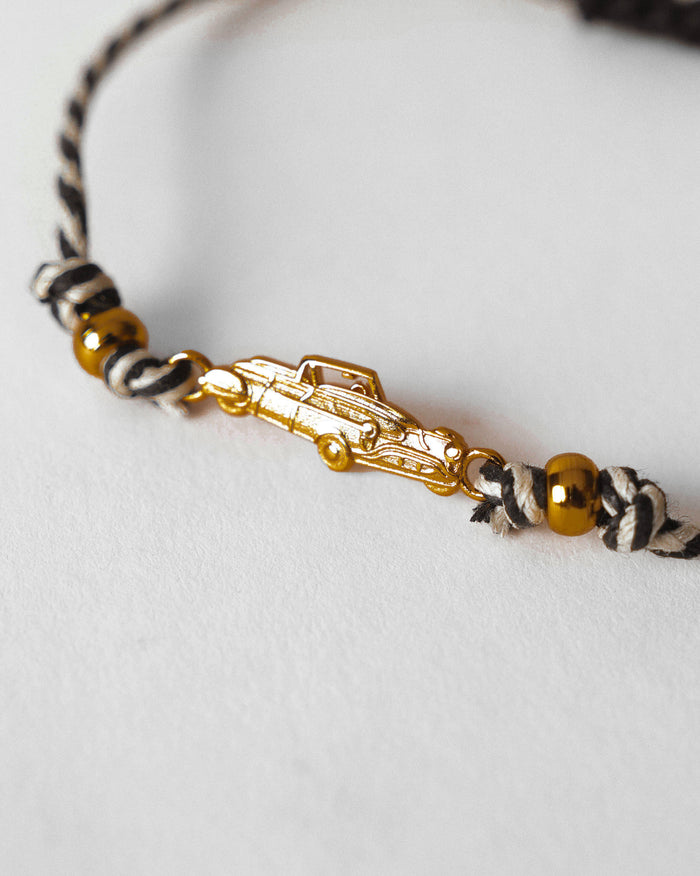 Vintage Car Rakhi - Charcoal & White Stripes