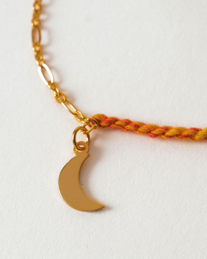 Crescent Charmlet - Gold & Red