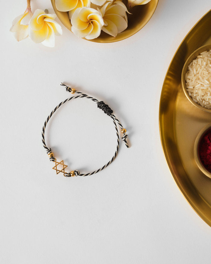 Sitara Rakhi - Charcoal & White Stripes