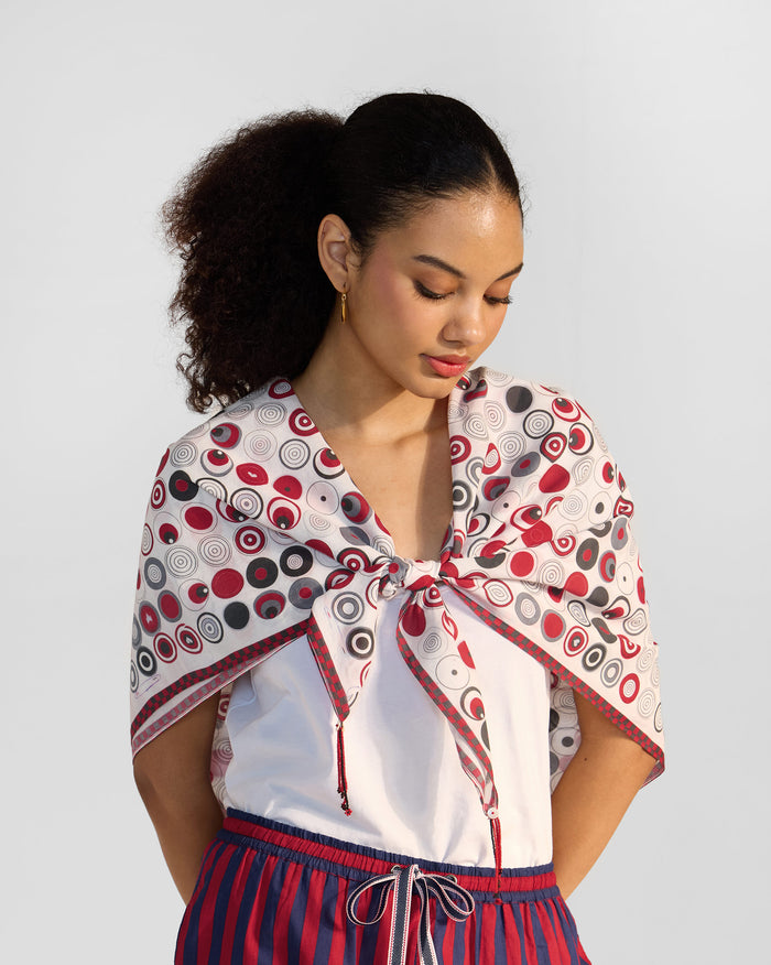 Ripple Scarf - Red & Grey