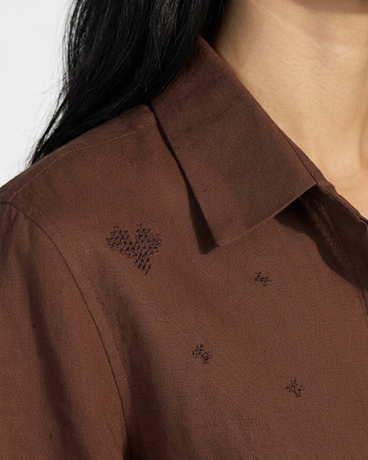 Classic Shirt - Brown Embroidered