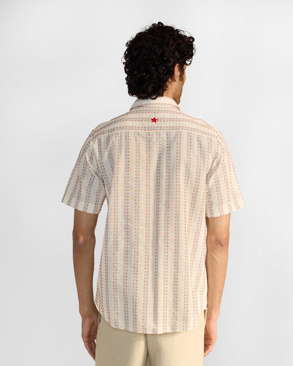Half Sleeves Shirt - Ivory Stripes