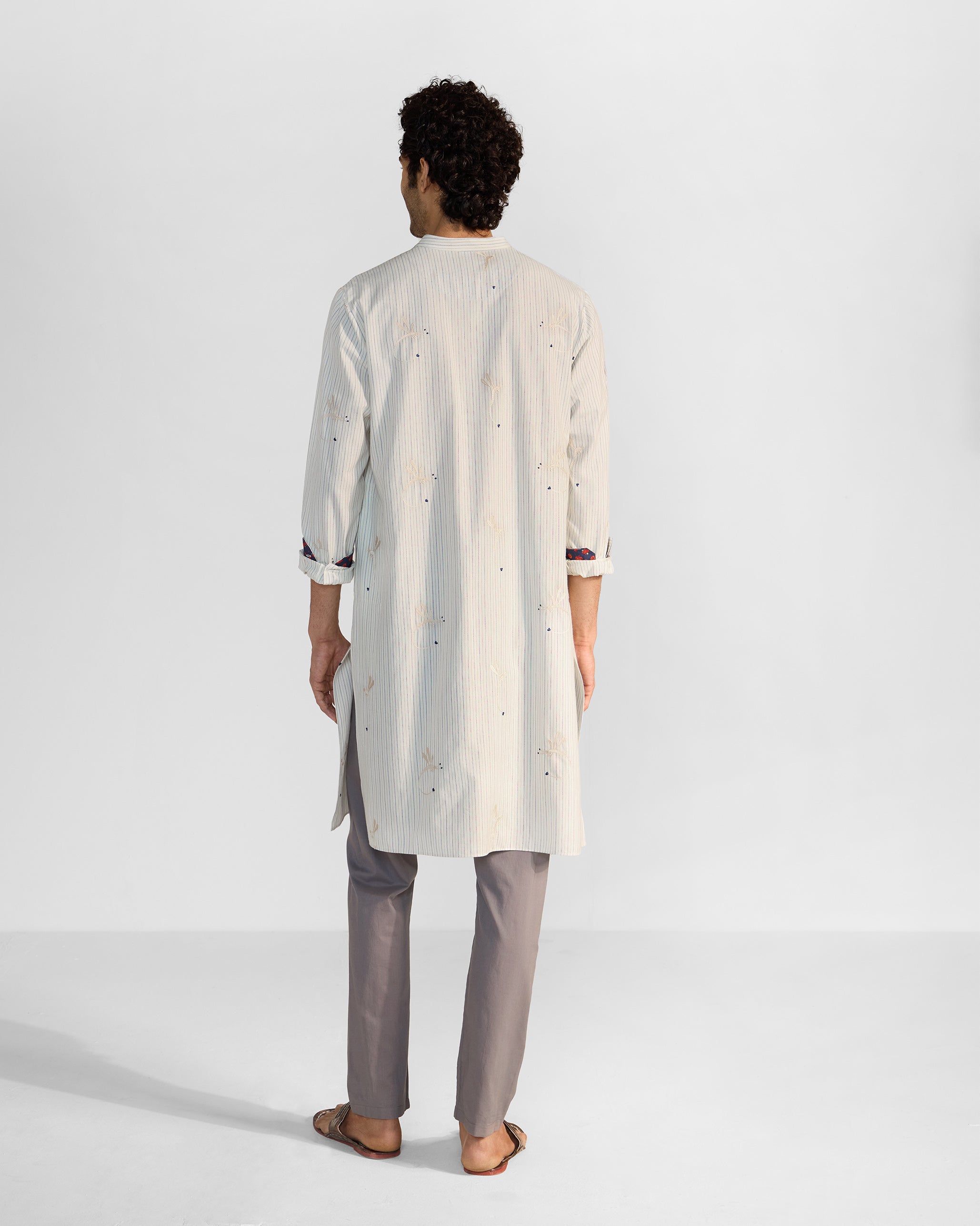 Astral Kurta - Navy & Ivory Embroidered