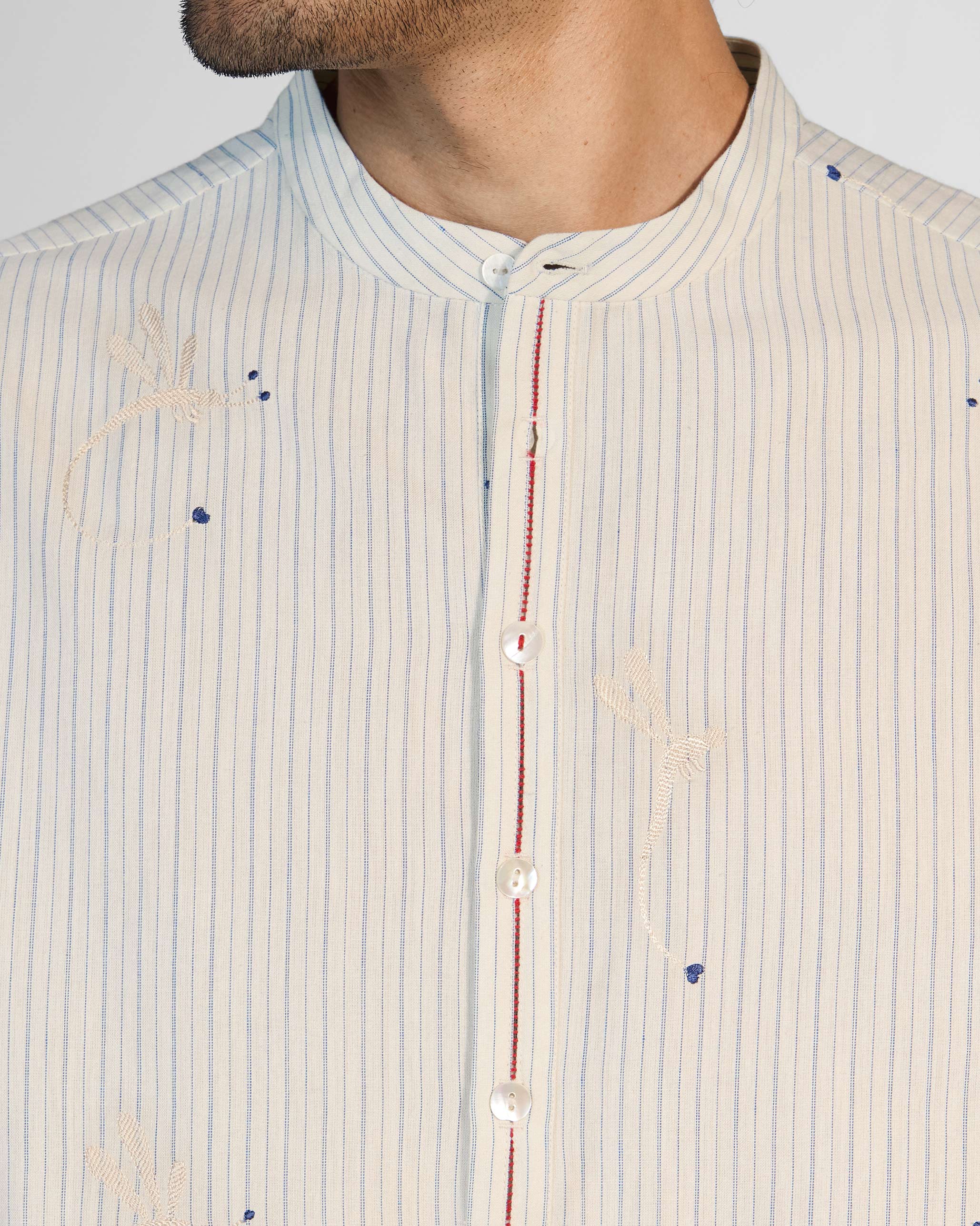 Astral Kurta - Navy & Ivory Embroidered
