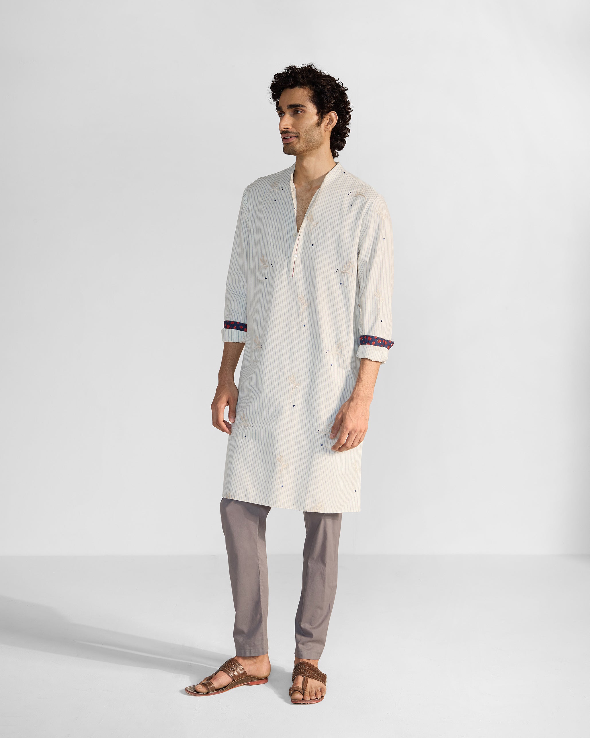 Astral Kurta - Navy & Ivory Embroidered