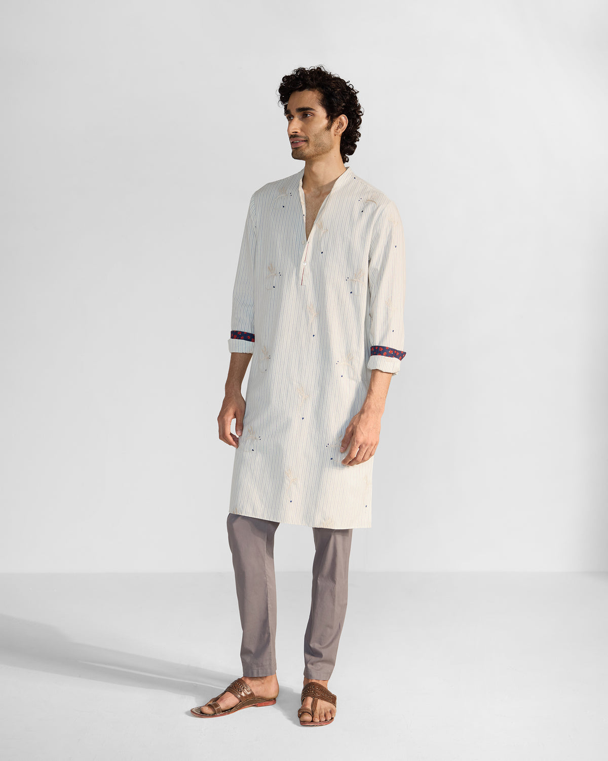 Astral Kurta - Navy & Ivory Embroidered