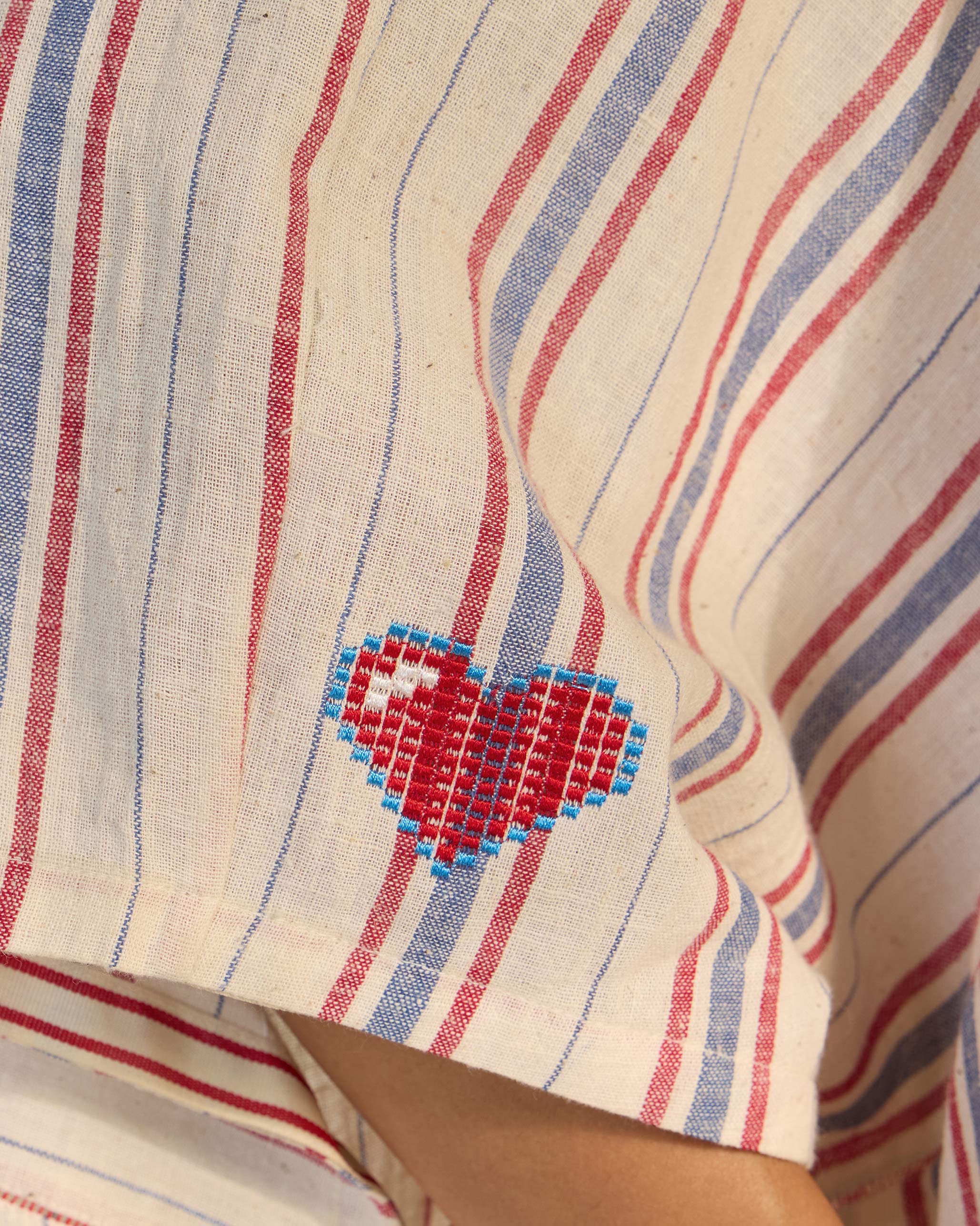 Savi Top - Red & Ivory Stripes