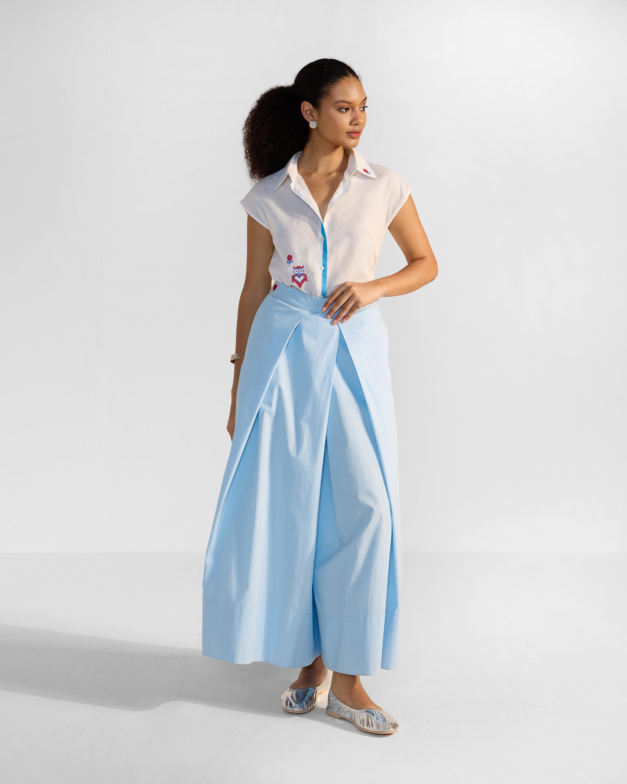 Eira Top - Blue & White