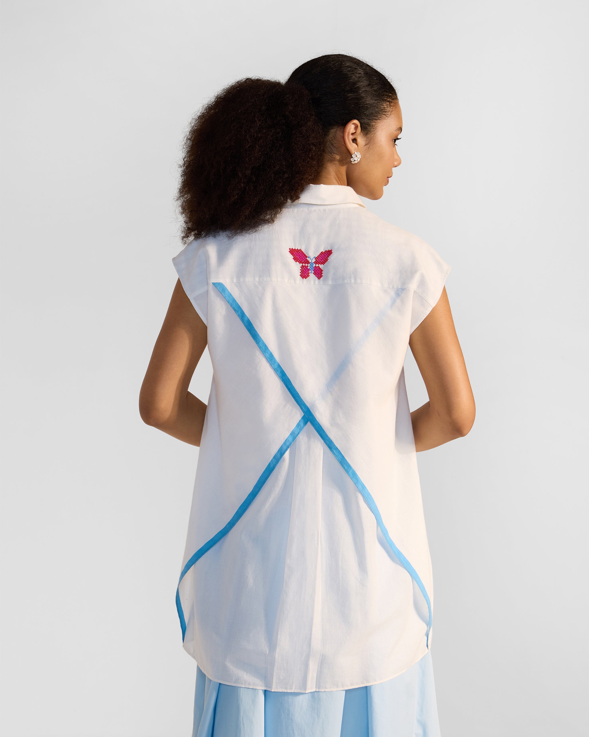 Eira Top - Blue & White