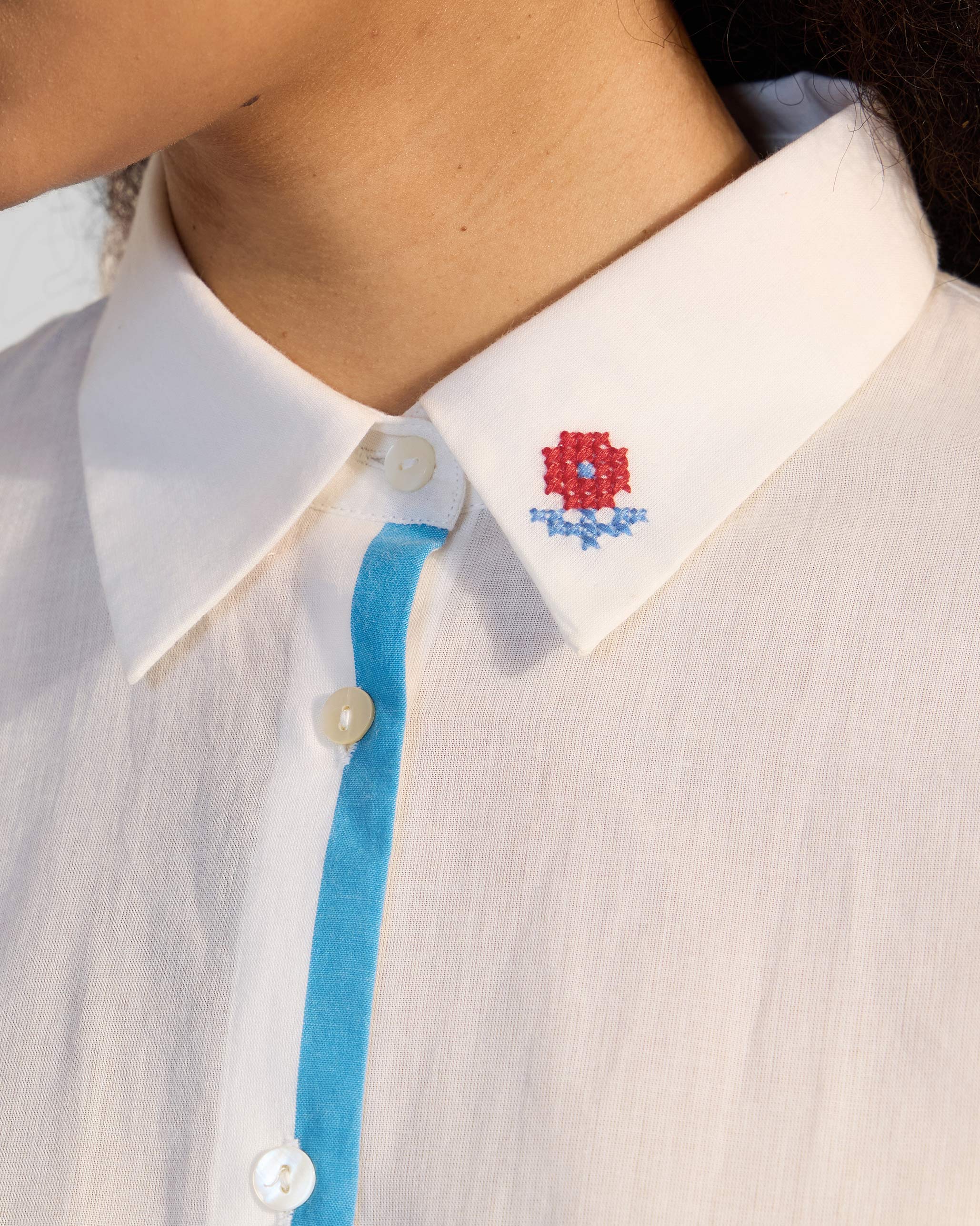 Eira Top - Blue & White