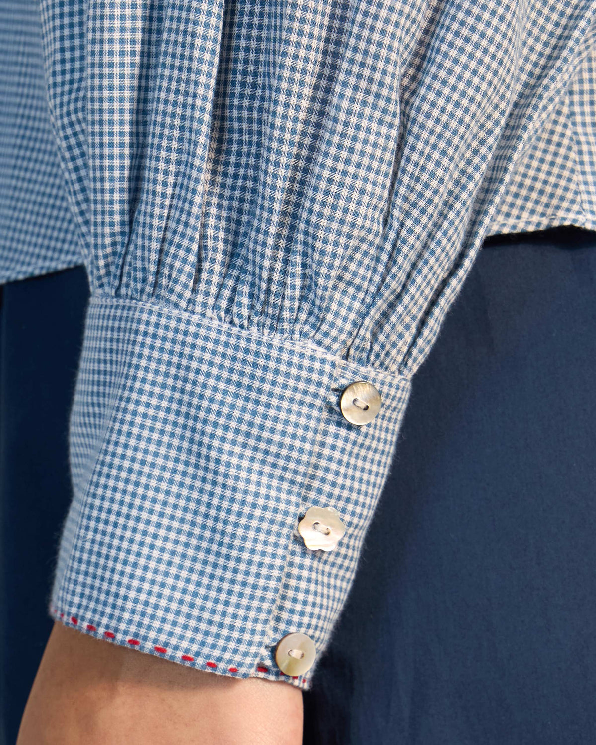 Lona Necktie Top - Blue & White Checks