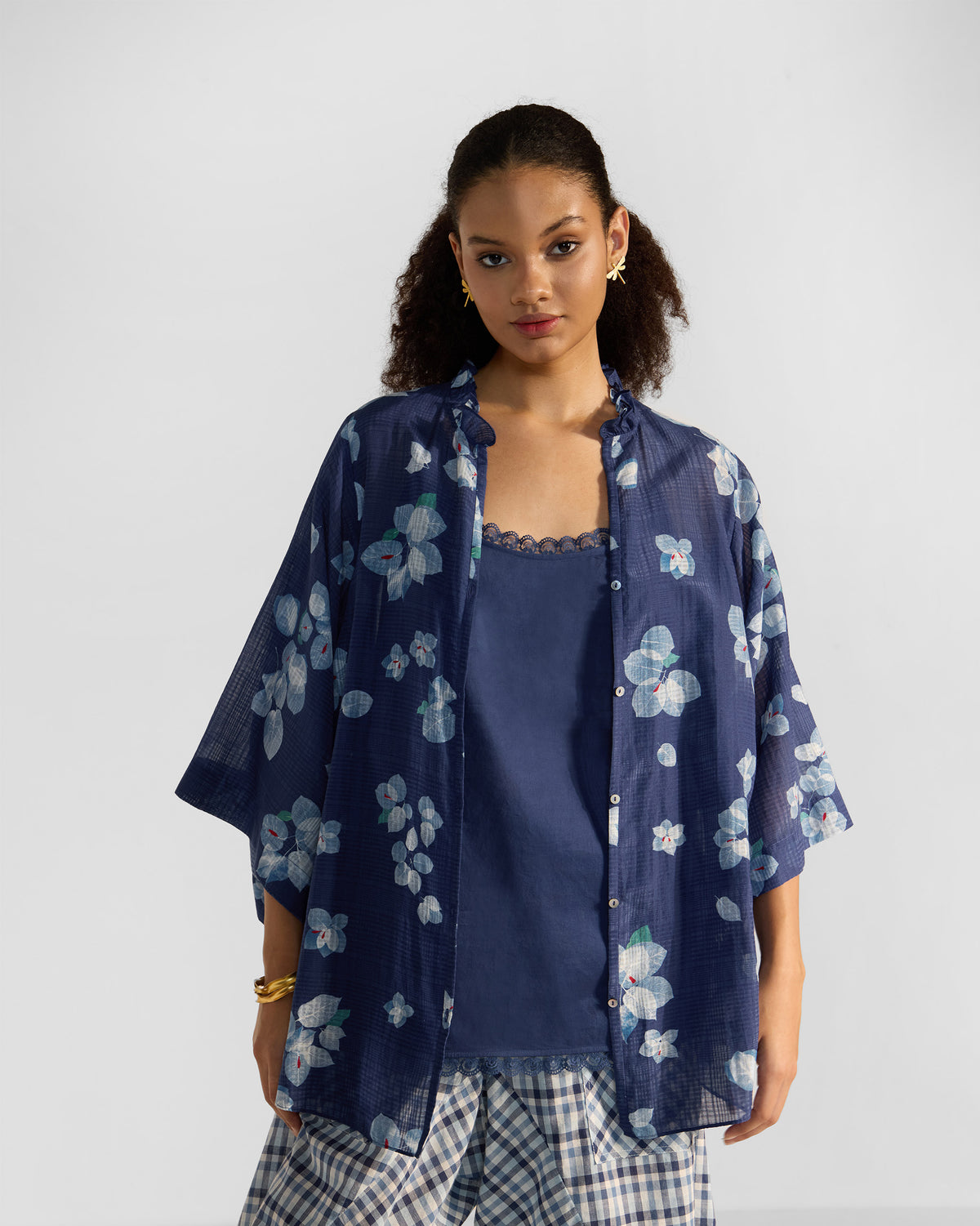 Lina Shirt with Slip - Blue & White Printed thumbnail 3