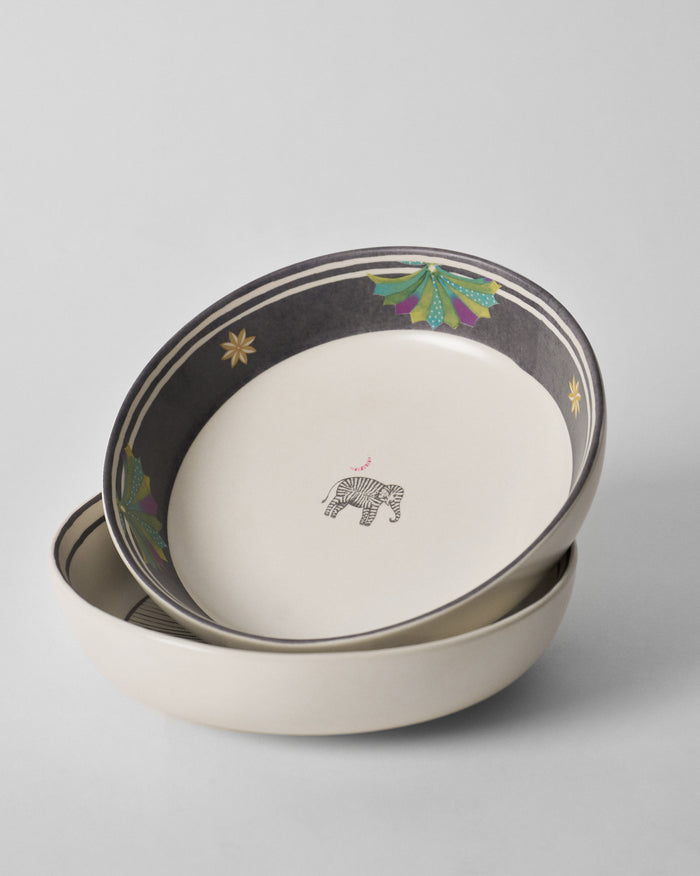 Palm Bloom Shallow Bowl - Set of 2