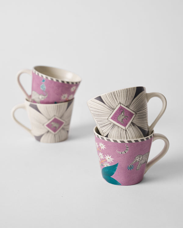 The mugs stacked in pairs
