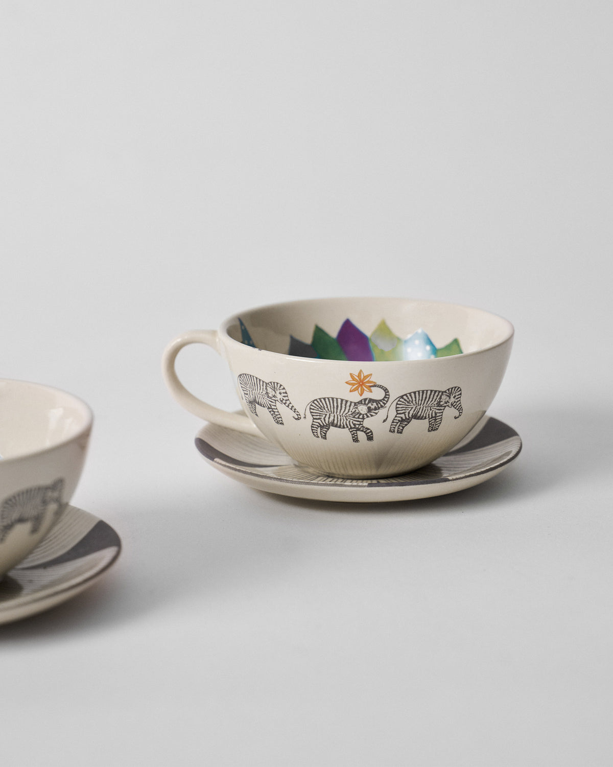 Palm Bloom Coffee Cup with Saucer - Set of 2
