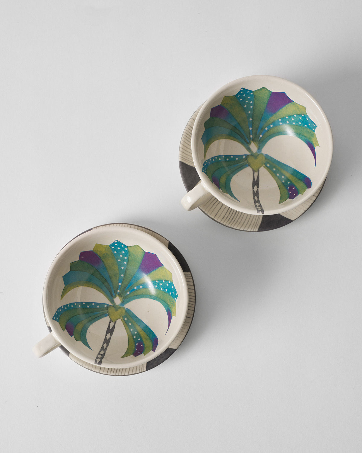 Palm Bloom Coffee Cup with Saucer - Set of 2