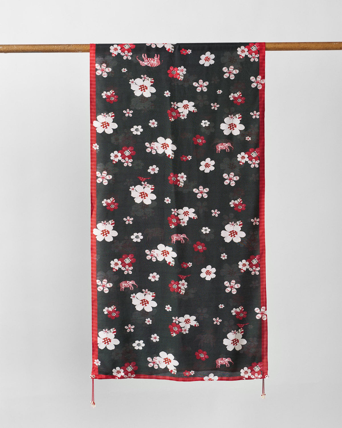 Fleur Scarf - Red & Black