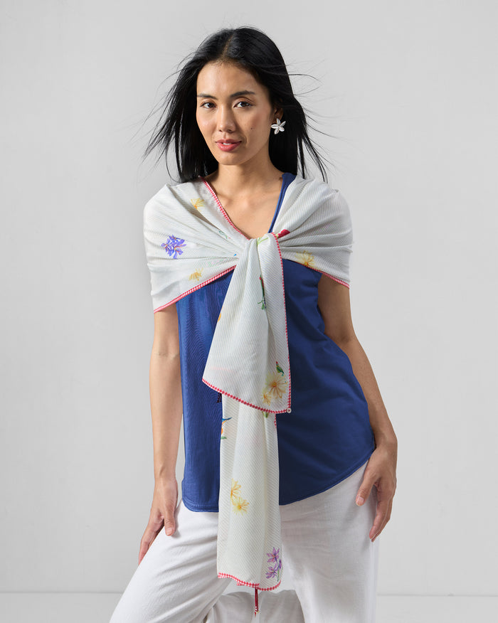Floral Bloom Scarf - Ivory