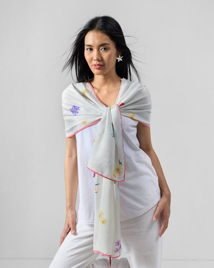 Floral Bloom Scarf - Ivory