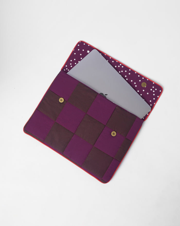 Tiled Laptop Sleeve - Brown & Mulberry