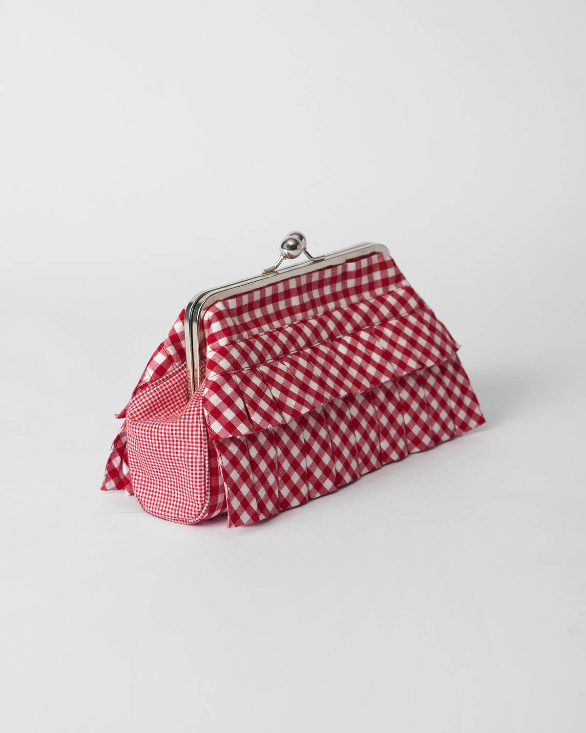 Pleated Muse Clutch - Red & White