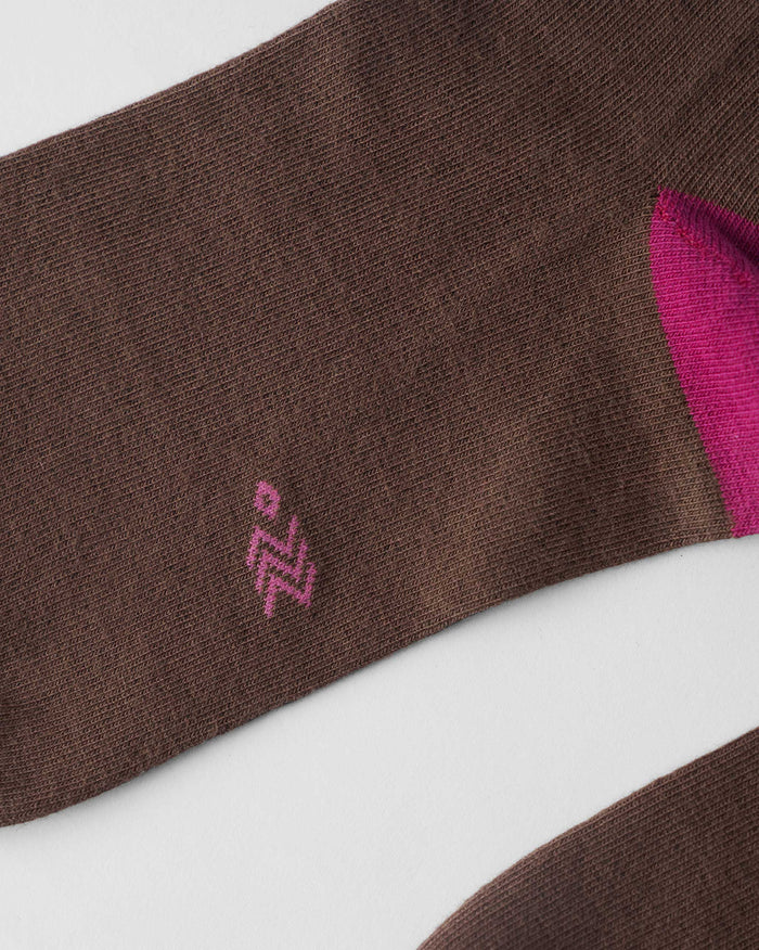 Pixel Heart Socks - Fuschia & Brown