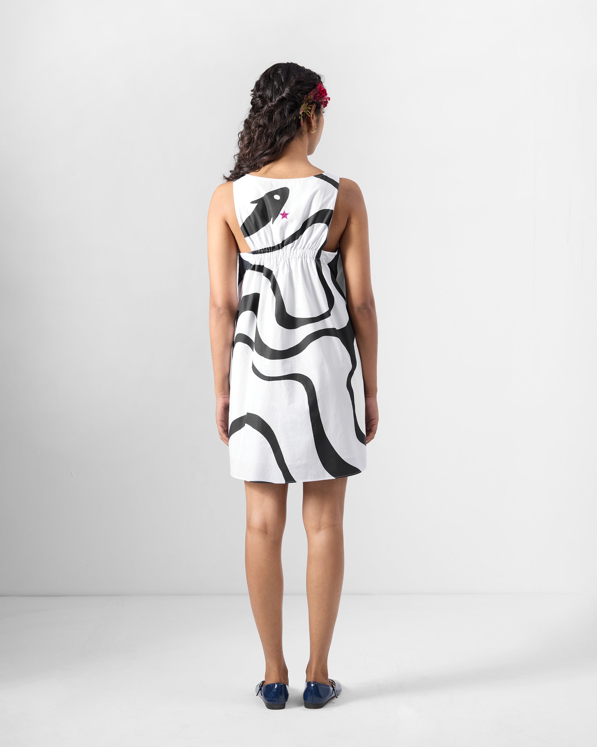 Short Racerback Dress - Black Printed