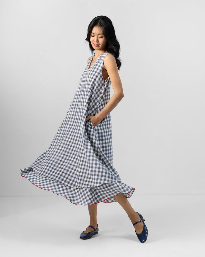 Ezra Dress - Grey & White Checks