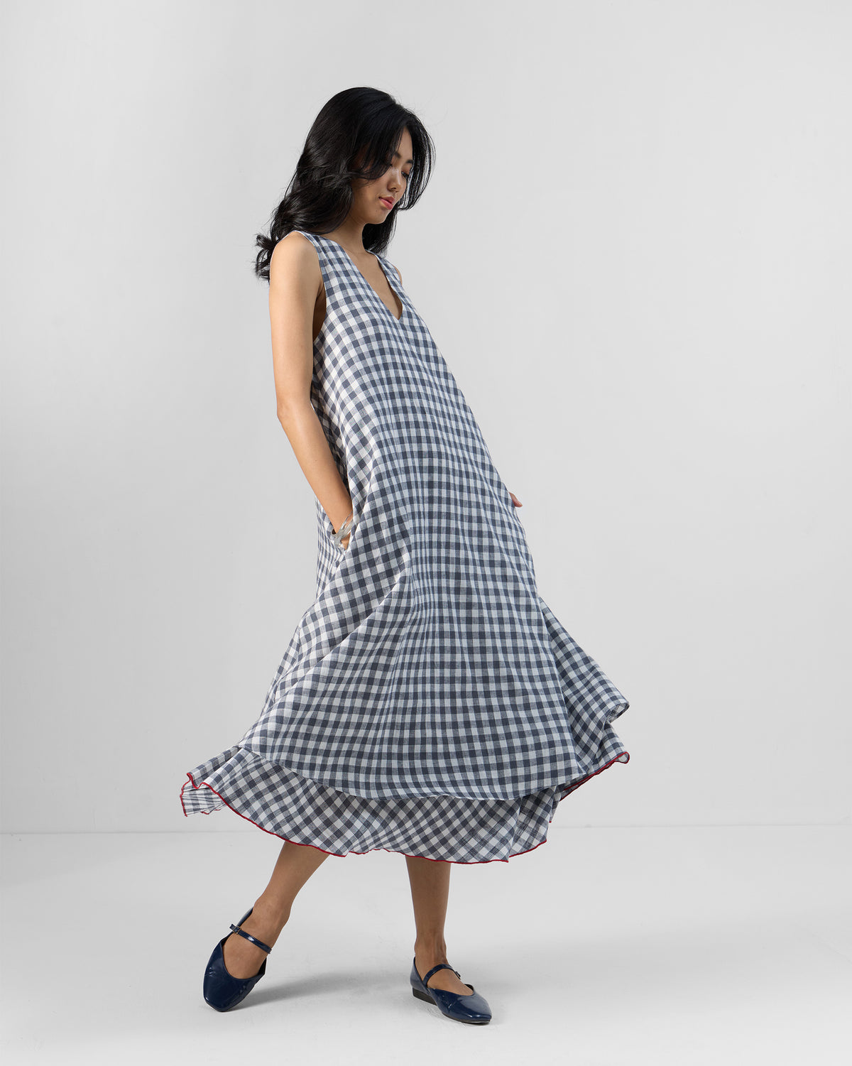 Ezra Dress - Grey & White Checks