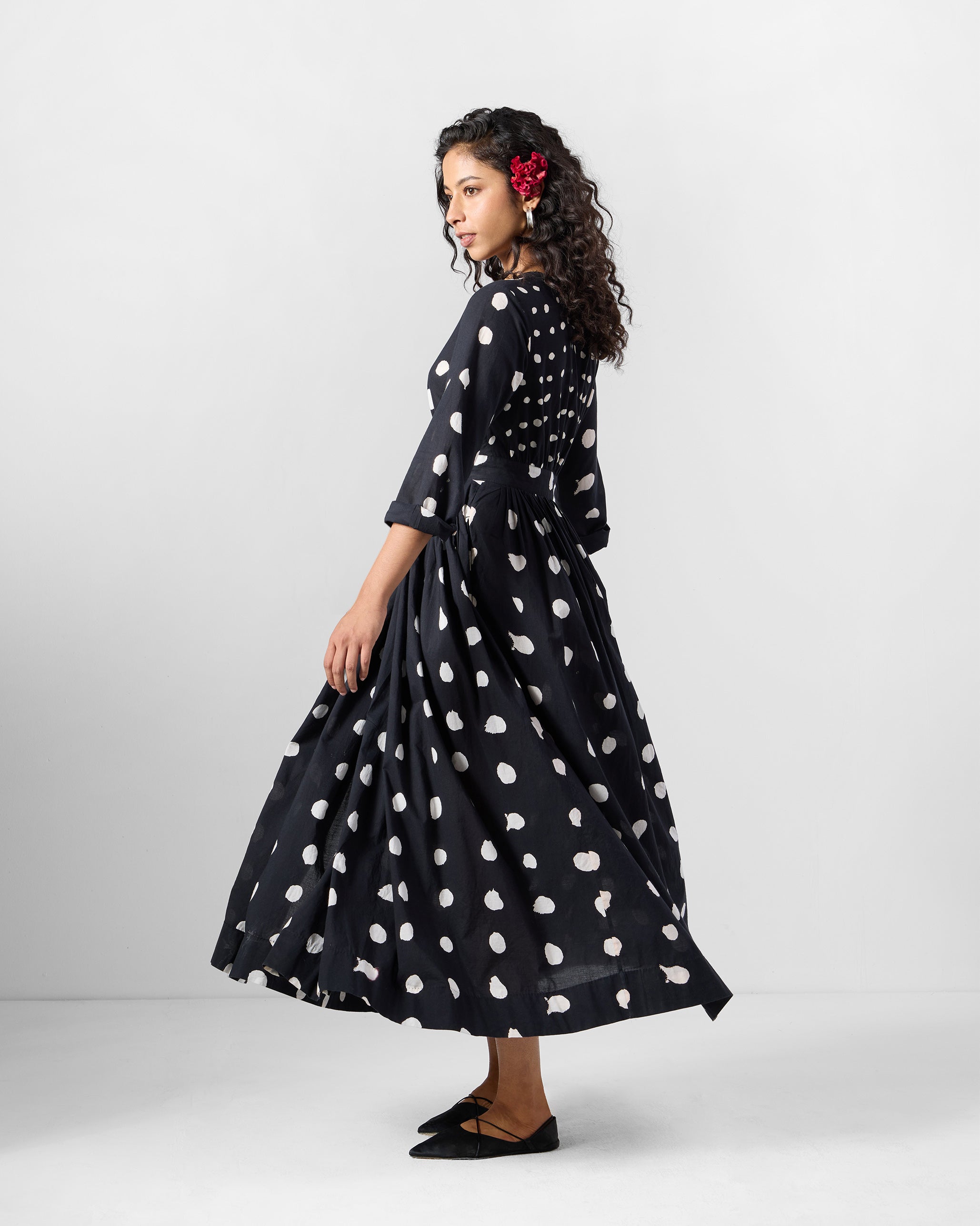 Nico Dress - Black & Ivory Printed