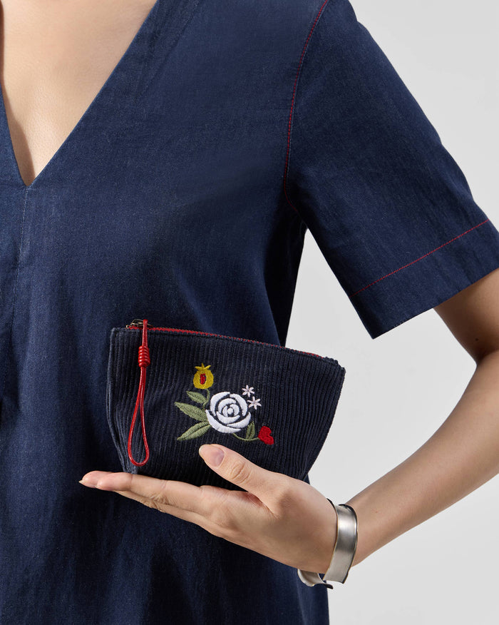 Ditsy Coin Pouch - Navy
