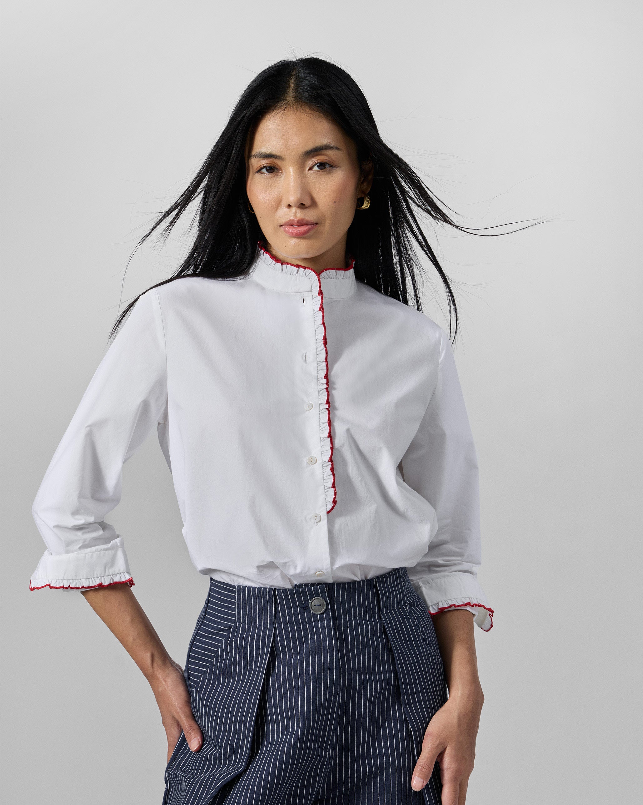 Sora Ruffle Shirt - 100% Cotton Regular Fit