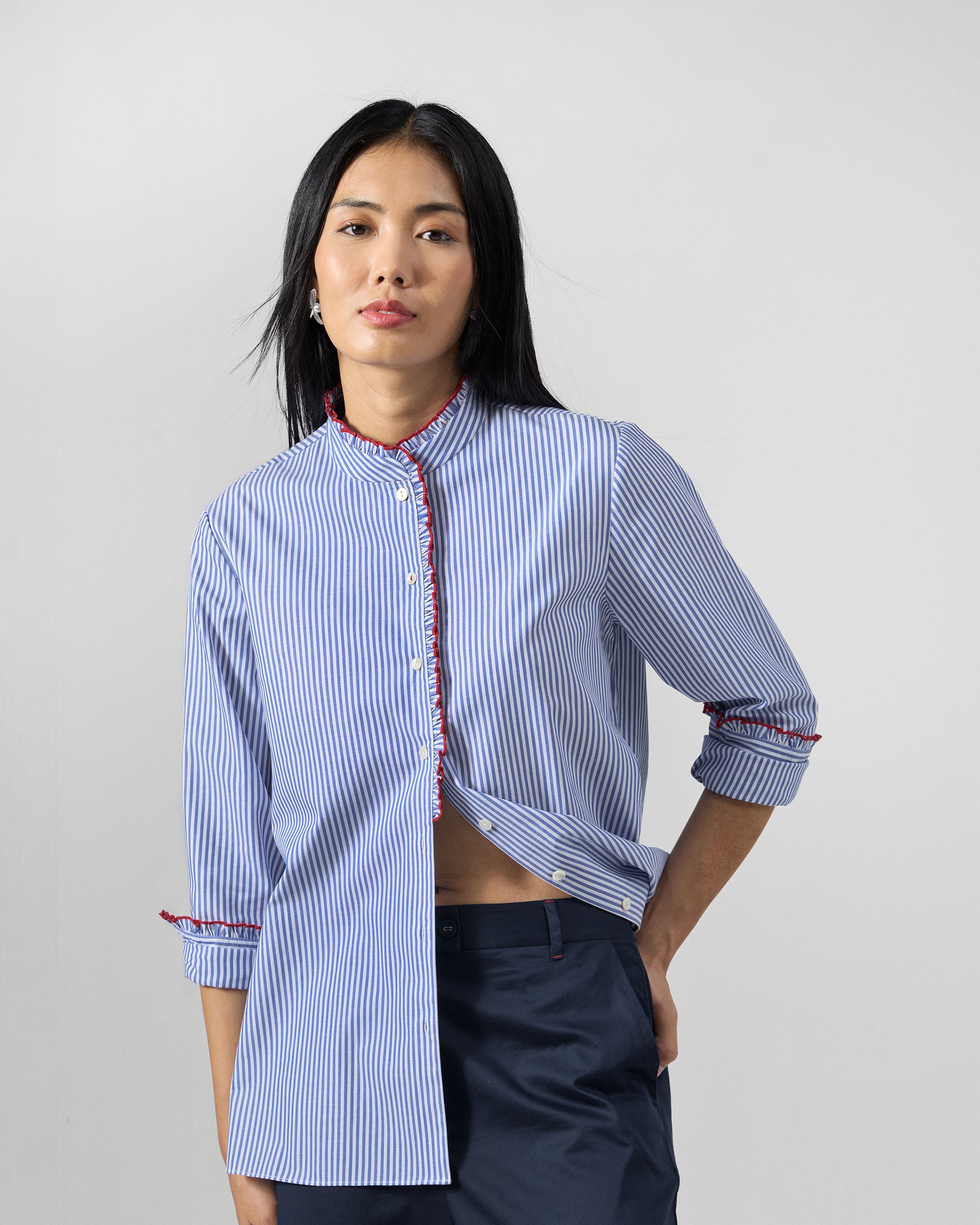 Sora Ruffle Shirt - 100% Cotton Regular Fit
